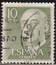 Spain 1955 General Franco 10 Ptas Verde claro Edifil 1163. Spain 1955 1163 Franco usado. Subida por susofe